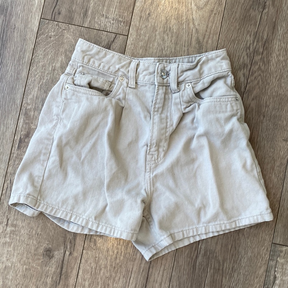 DIVIDED SZ 0 HIGH WAISTED LIGHT KHAKI ZIP FRONT JEANS GREAT COND